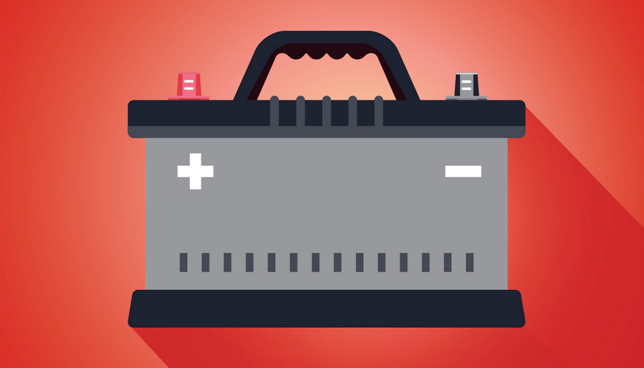 A graphic image of a car battery