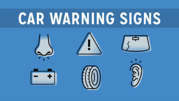 An illustration of ways to sense car issues with your nose, eyes, etc.