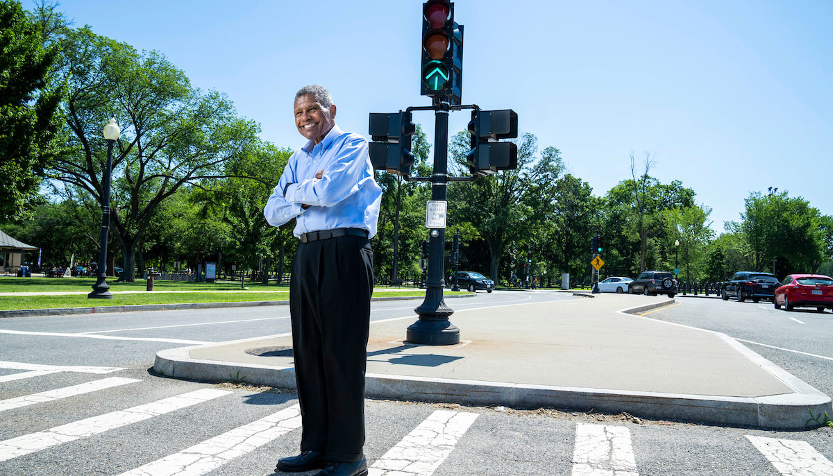 Derrick A. Humphries at a school crossing area